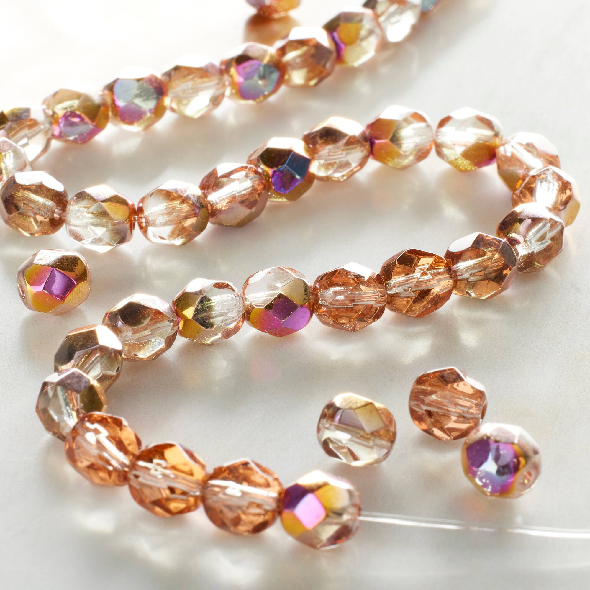 Amber Faceted Czech Glass Round Beads, 6mm by Bead Landing™